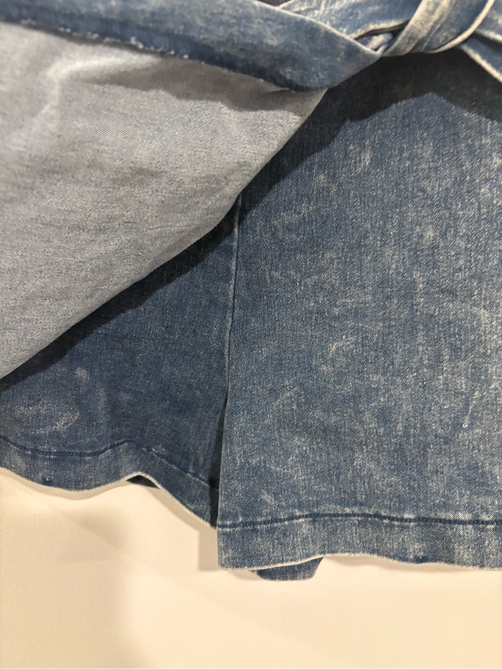 Flying Tomato Denim Wrap Skort Acid Wash Bow Front Size Medium - Picture 5 of 6
